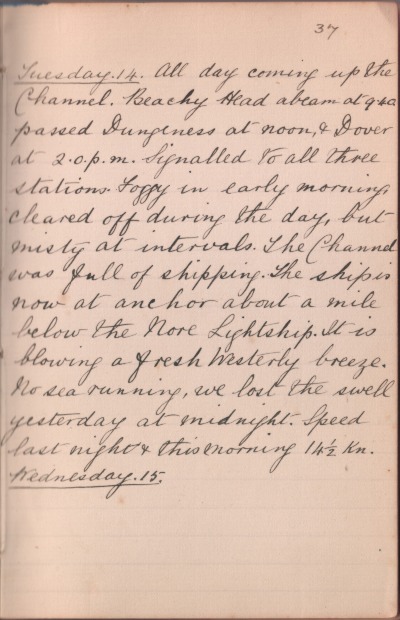 14 January 1890 journal entry